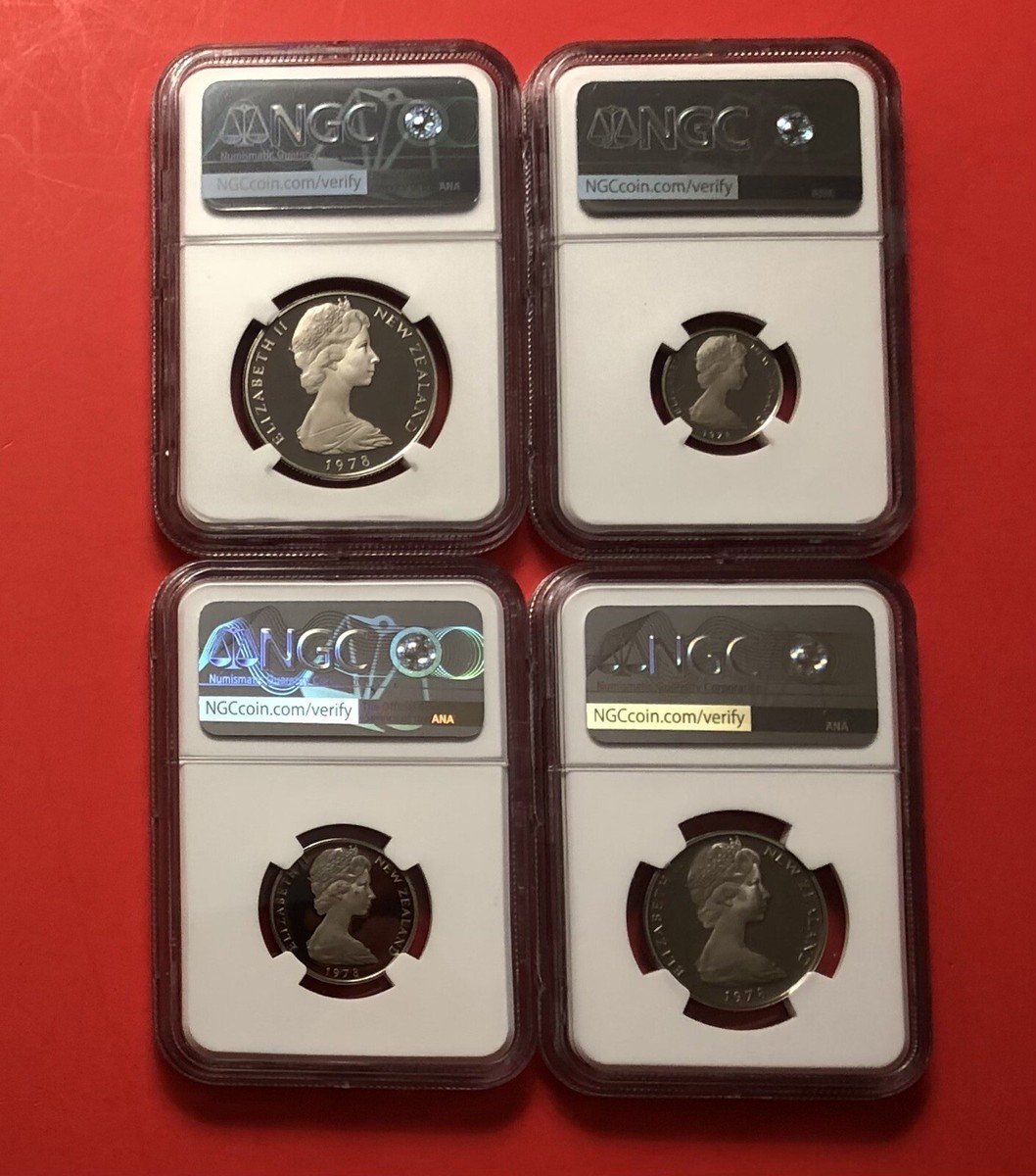 1978-NEW ZEALAND -4 COIBS( 1, 5, 10, 50 CENT ),GRADED BY NGC 1978-NEW ZEALAND -4 COIBS( 1, 5, 10, 50 CENT ),GRADED BY NGC