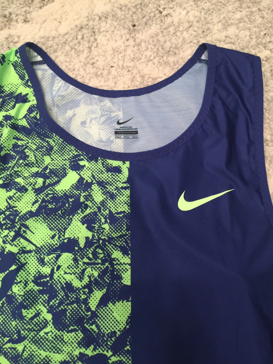 Nike Pro Elite Singlet Track & Field Blue Green Aeroswift