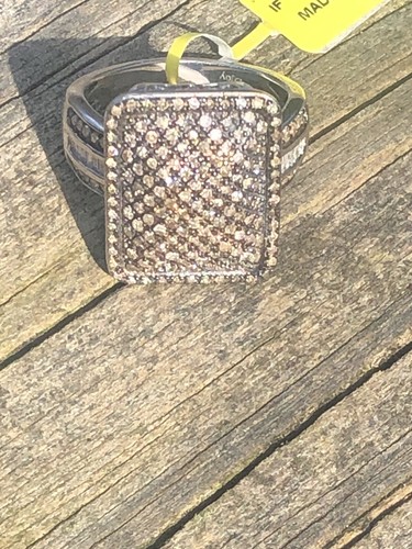 Natural Champagne Diamond, Diamond (.16 ct.) Ring in Black Rhodium & Platinum - Picture 9 of 9