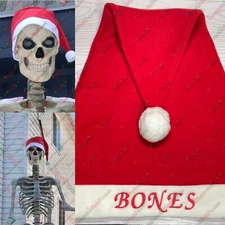BONES embroidered Santa Hat For 12 foot Skeleton 12ft 44-45” round Circumference
