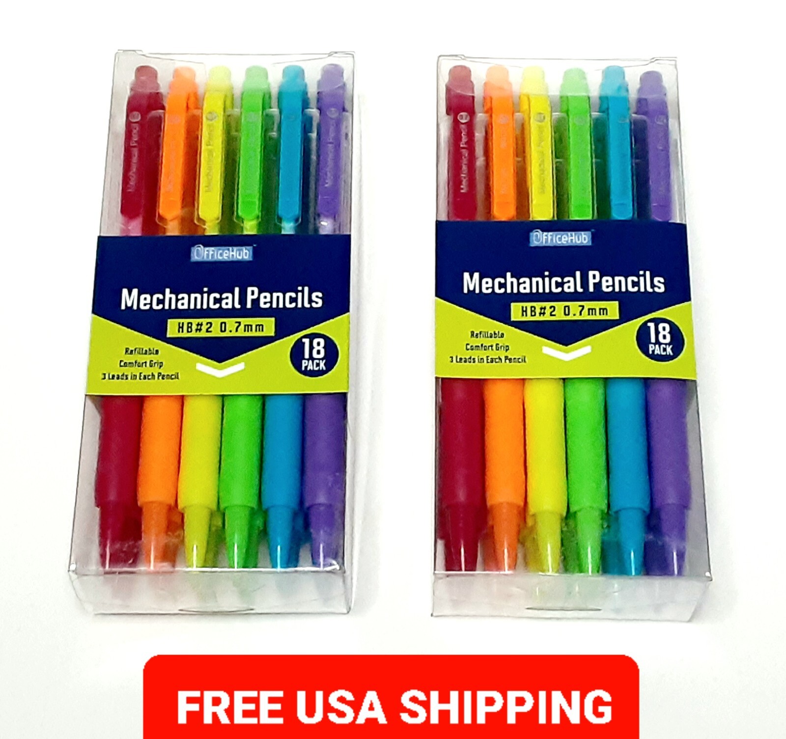 Mechanical Pencils (36) Office Hub Refillable #2 0.07mm Comfort Grip Free Ship-image