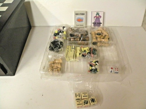 VINTAGE WOODEN 15 IN 1 GAME SET CHESS CRIBBAGE BACKAMMON POKER DICE - Picture 5 of 10