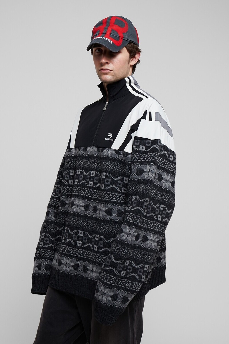 Balenciaga Sporty Hybrid B Embroidered Logo Techno Track Jacquard