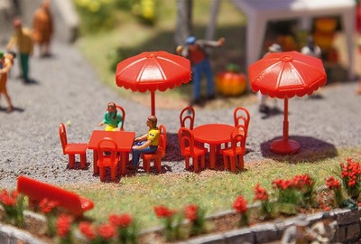 Faller 180910 H0 Sonnenschirme, Tische, Bänke  NEU OVP +