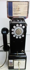 Automatic Electric Pay Telephone 3 Coin Slot 1950's Rotary Dial Operational #3A