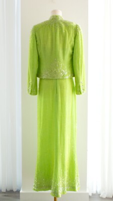 slim fit dress slacks Chanel Métiers d'Art Paris-Byzance Green Dress (2011) – Opulence Vintage main image 0