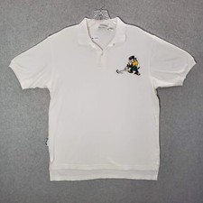 VINTAGE Tasmanian Devil Men Polo Shirt M White Looney Tunes Embroidered 90s READ