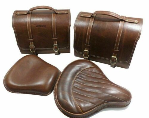 Brown Leather Saddle Bag Front Rear Seat For Royal Enfield Classic C5 500cc EFI - Bild 3 von 9