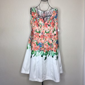 Nwts Dress Barn Sleeveless Dress Womens Size 16w White Floral 447