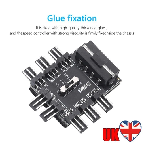 Fan Hub Board12V Power Supply Cooler Cooling Speed Controller for 8-way Fans