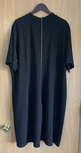 ESHAKTI | Women’s SZ 5X | Black Jersey Knit Tunic Dress | Exposed Zipper Party - Picture 2 of 9