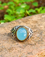 Beautiful Natural Blue chalcedony Ring, 925 Solid Sterling Silver Ring