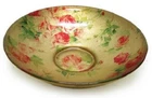 STUNNING VICTORIAN STYLE GOLD GLASS BOWL WITH ROSES  29CM HOME DECOR