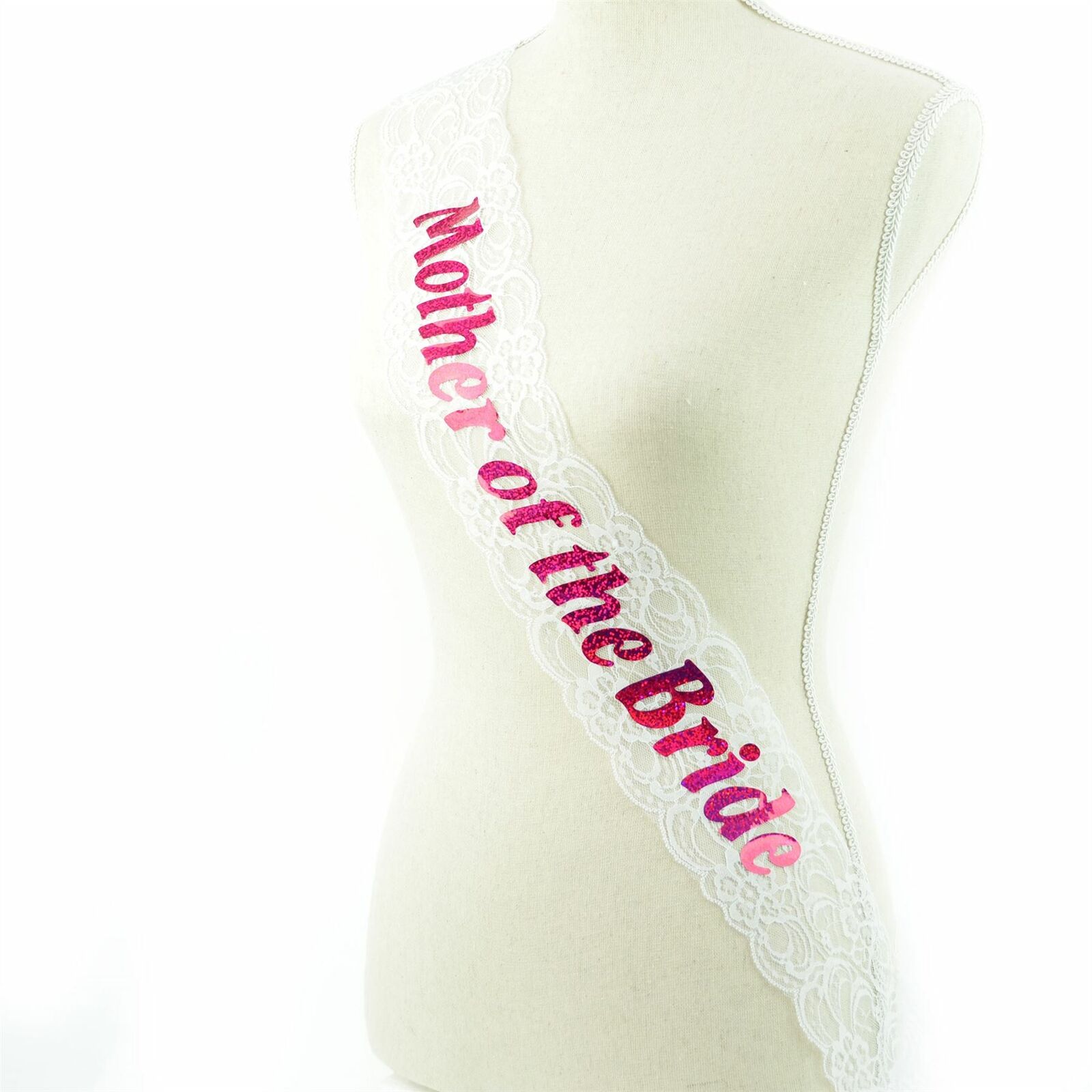 Shatchi Mother Of The Bride Sash White Lace Hen Party Bridal Wedding Accessory