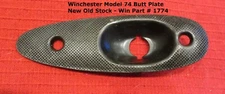 Winchester Model 74 Checkered Steel Butt Plate - New Old Stock - Part # 1774
