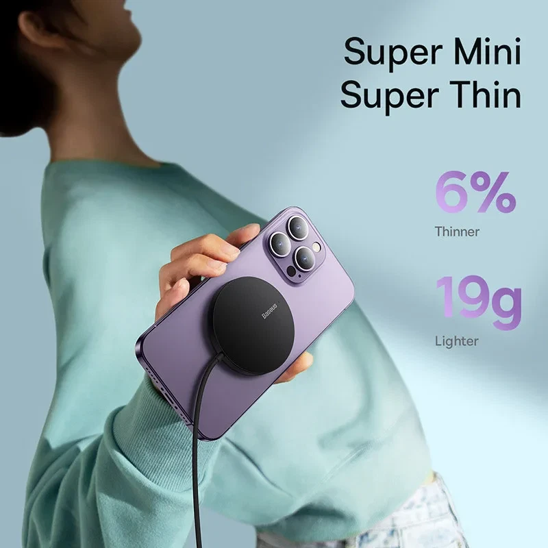 Baseus 15W Magnetic Wireless Charger For iPhone 15 Qi Wireless Charger Cable - Image 4 of 4