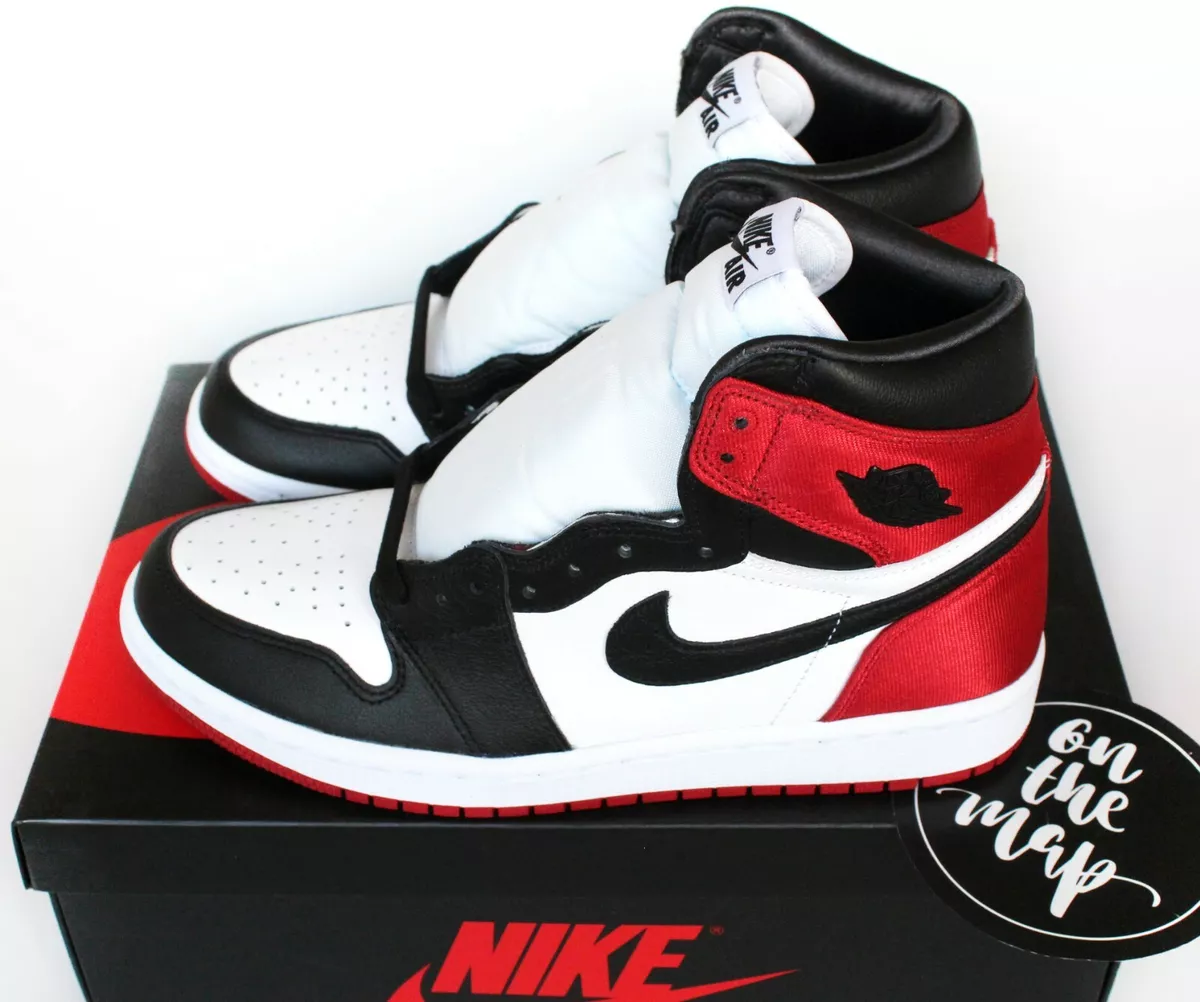 Nike Air Jordan 1 High OG W Satin Black Toe Red UK 3 4 5 6 7 8 9 New |