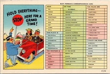 Busy Persons Correspondence Card-Hold Everything-Stop Here-Linen Postcard