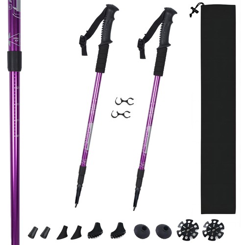 2x Nordic Walking Hiking Sticks Anti-shock Adjustable Trekking Alpenstock Poles - Picture 12 of 12