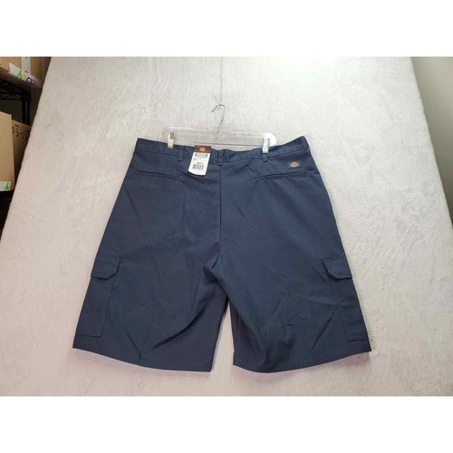 Dickies Work Shorts Mens Size 40 Navy Polyester Pockets Casual Flat Front Logo - Picture 6 of 11