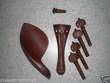 1 Set Quality Jujube Carved Violin parts 4/4 with tail piece  chin rest pegs 2 
