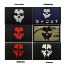 Embroidered Reflective Funny Ghost Skull Hook Loop Patch Emblem Fastener Badge