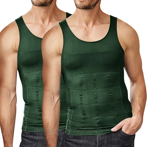 Mens Slimming Body Shaper Belly Chest Compression Vest Girdle Gym Shirt Tank Top - Picture 27 of 27
