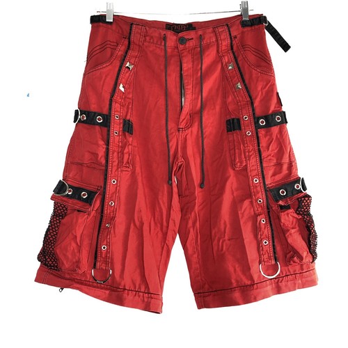 Tripp NYC Y2K Baggy Bondage Red Pants L Convertible Grunge Punk Rocker Festival - Picture 10 of 13