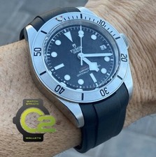 22mm BLACK Vulcanized Rubber Strap Band PERFECT FIT TUDOR Black Bay Watch 79730