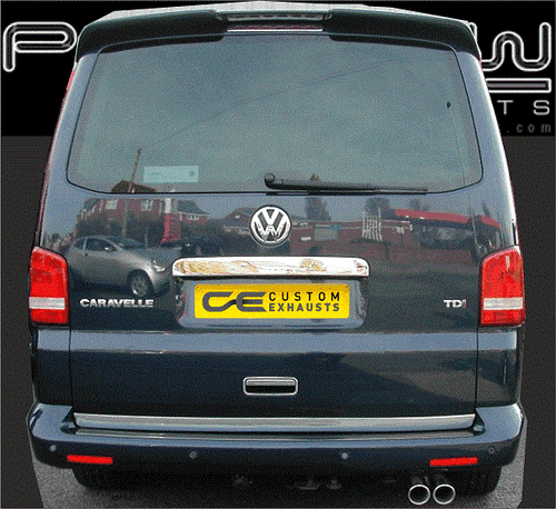VW TRANSPORTER T5 STAINLESS STEEL CUSTOM EXHAUST TWIN TAIL PIPES (MID+REAR) 1BOX - Picture 2 of 2