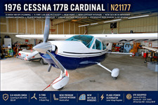 Cessna 177B Cardinal Aircraft 1976 N21177 180HP Lycoming McCauley 3-Blade IFR