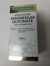 Natures Bounty 360mg Advanced MAGNESIUM GLYCINATE 90 cap High Absorption exp2027
