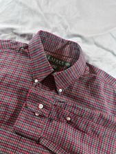 Lauren Ralph Lauren Non Iron Dress Shirt Mens 16 34/35 Classic Fit Red Green Pla
