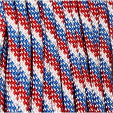 550 Paracord Red, White and Blue 6868 RWB Made in the USA Nylon/Nylon (100 ft)