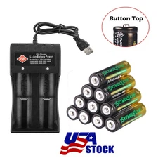 SKYWOLFEYE Rechargeable Battery 3.7V Button Top Lithium Batteries Cell For Torch
