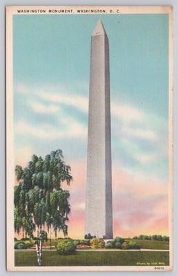 Vintage Linen Postcard Washington Monument Washington D.C. 1930s