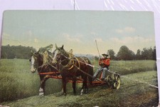 Scenic Farm Work Horses Farmer Plowing Field Postcard Old Vintage Card View Post