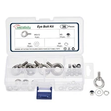 Shoulder Eye Bolt with Spring Washers, Flat Washers, Lock Nuts (M5x12mm) 6Set