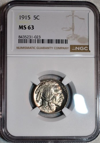 NGC MS-63 1915-P Buffalo Nickel, Razor-Sharp w/ Cartwheeling Mint Luster.