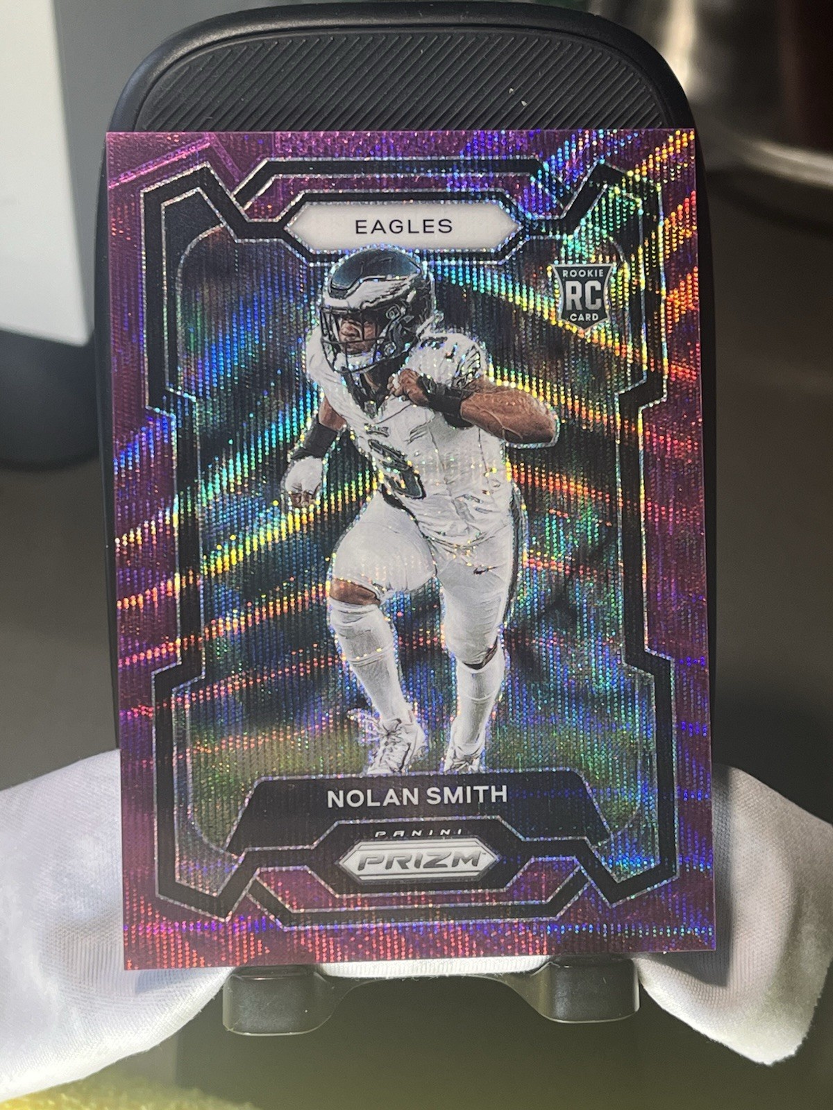 2023 Panini Prizm Rookies Nolan Smith #382 Purple Wave Prizm /99 (RC) GO BIRDS!!