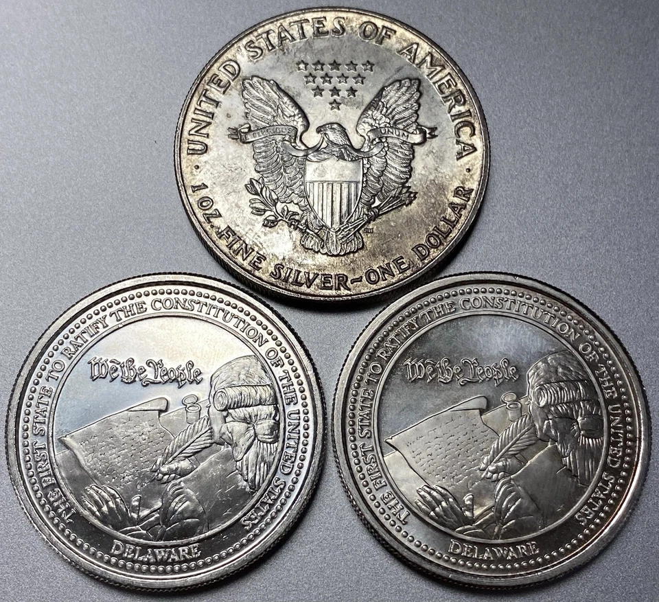 Lote de 3 Plata Fina 1 Troy OZ .999 Foto 2 de 4