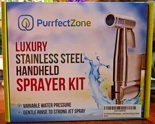 PurrfectZone Bidet Sprayer for Toilet, Handheld Sprayer Kit Stainless Steel NEW
