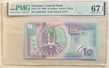 SURINAME - P  147 - 10 GULDEN - 2000 -  PMG SUPERB GEM UNC 67 EPQ