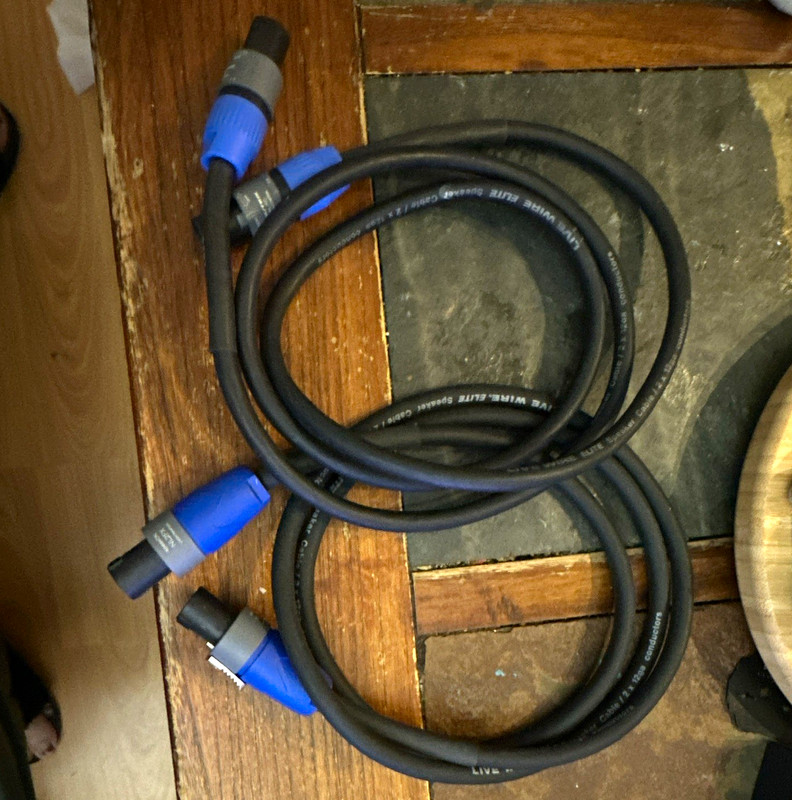 2 Neutrik NL2FC speakON Speaker Cables 12 ft 12 AWG Twist Male M/M Blue