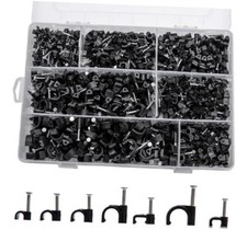 700 Pcs Cable Clips with Steel Nails, Nail in Cable Clips, Black 4/5/6/8/10mm