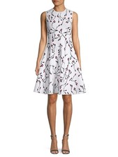 Carolina Herrera Printed Fit-&-Flare Dress Size: L