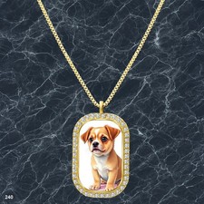 Stunning Cute Dog Puppy Pendant Necklace Photo Design Fashionable Gold Tone Epic