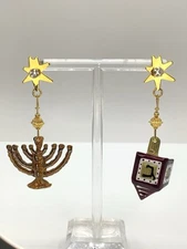 Lunch At The Ritz Pierced Earrings Chanukkah Snack Dreidel