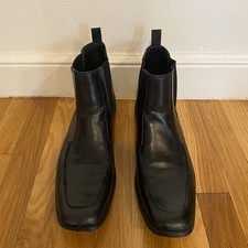 Hugo Boss Black Leather Chelsea Boots Mens Size 13 Dress Ankle Slip On