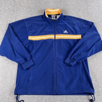 Vintage Adidas Jacke Herren XL Blau Velour Fleece Full Zip Freizeit 90s Retro EQT